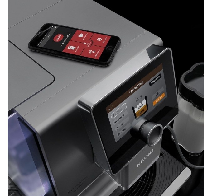 Кавомашина Nivona CafeRomatica 2.2л, зерно + мелена, автомат.капучинатор, авторецептів - 9, чорно - срібний