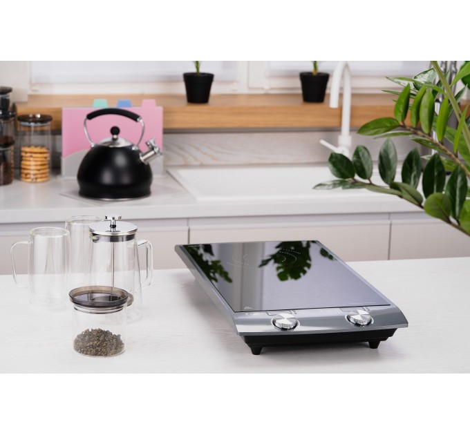 Плитка настольная ARDESTO индукционная, конф. - 2 на 1.3кВт и 1.6кВт вертик., управл. - сенсорное, таймер, черный