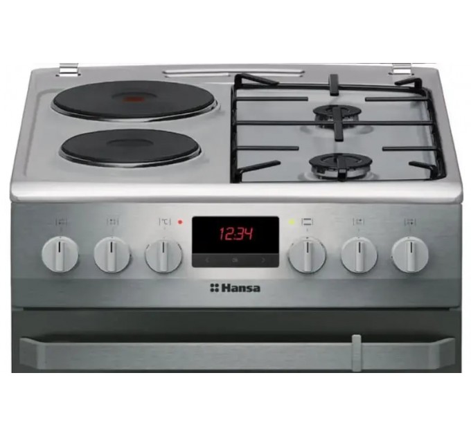 Плита Hansa с комби. вар. пов., 50х60см, 62л, эмаль, газ контр., дисплей, нержавеющая сталь