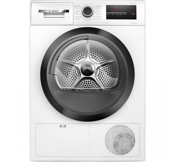Сушильная машина Bosch тепловой насос, 8кг, A++, 60см, дисплей, белый