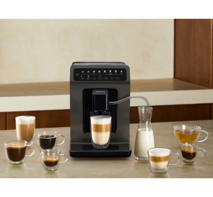 Кофемашина Krups Evidence Classic, 2.3л, зерно, автомат.капуч, дисплей, авторецептов -8, сенсорное управл., черный