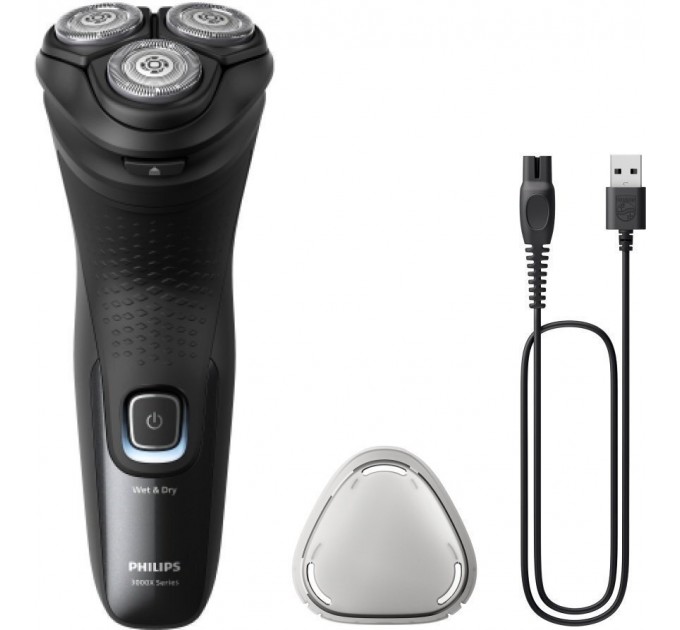 Бритва електр. Philips Series 3000X роторная, бритв.головок-3, Li-Ion, сух.+влажн., триммер, черный