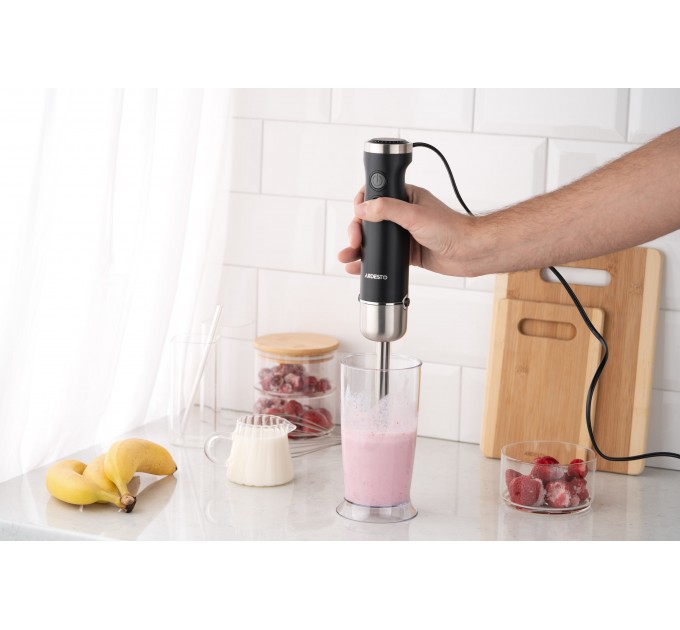 Блендер ARDESTO заглибний 600Вт, чаша-600мл, вінчик для взбивання, чорно-сріблястий