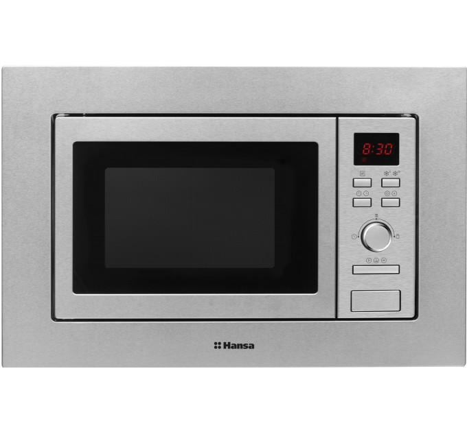 Микроволновая печь Hansa встраиваемая, 20л, электр. управл., 800Вт, гриль, дисплей, откр.кнопкой, нерж
