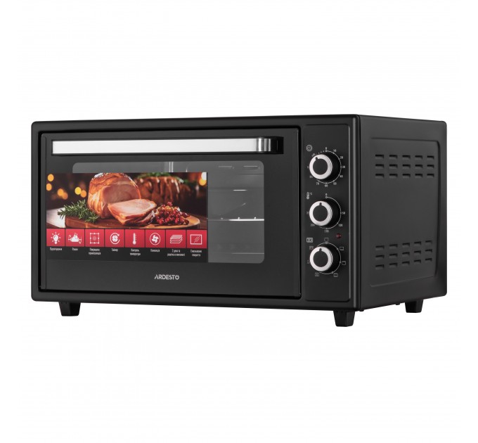 Печь электрическая ARDESTO, 48л, 1600Вт, механич., конвенция, вертел, черный