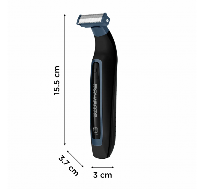 Тример Rowenta Forever Sharp Sport Collection, для бороди і вусів, мережа+акум., роторний мотор, насадок-3, сталь, чорно-синій
