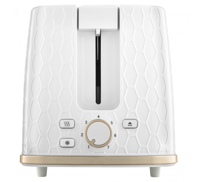 Тостер Sencor 930Вт, подогрев, разморозка, пластик, бело-золотой
