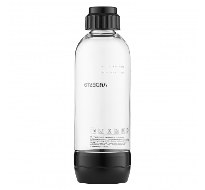 Сифон для газування води ARDESTO, підключення балону- різьба, пляшка 1л, важіль, чорний