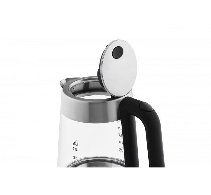 Електрочайник ARDESTO 1.7л, Strix, скло, сріблясто-чорний