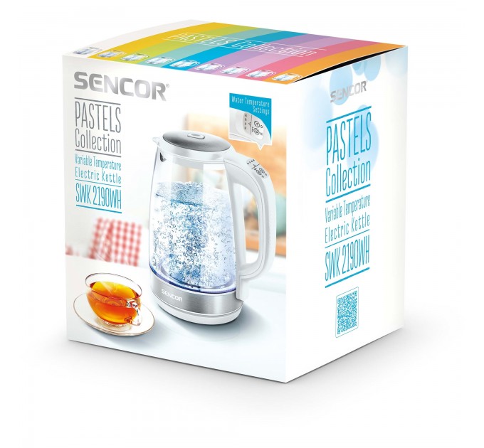Електрочайник Sencor 2л, Strix, скло, білий