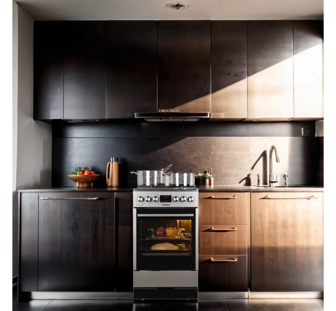 Плита Hansa комбінована, 62л, 50x60см, дисплей, конвекція, чавун, нерж