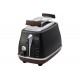 Тостер DeLonghi Icona Vintage 900Вт, металл, односторонний подогрев, черный