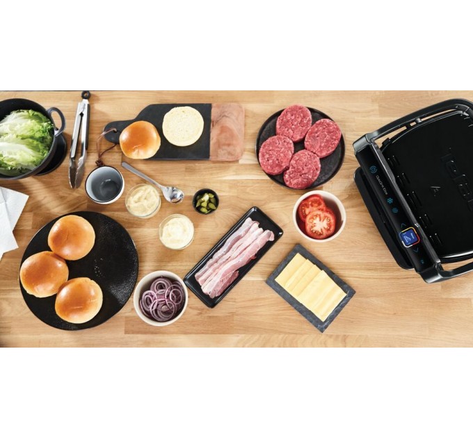 Гриль Tefal прижимной OptiGrill Elite 2000Вт, темп. режимов-15, съёмные пластины, металл, черный