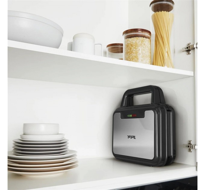 Мультимейкер Tefal UltraCompact 3in1 700Вт, тефлон, 3 пластины, корпус-металл, черно-серый
