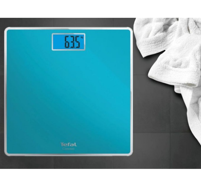 Весы Tefal напольные Classic, 160кг, AAAx2 в компл, стекло, голубой