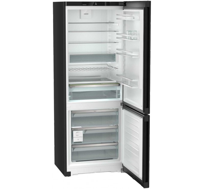 Холодильник Liebherr з нижн. мороз., 201.5x74.7х67.5, холод.відд.-346л, мороз.відд.-128л, 2дв., A++, NF, диспл внутр., чорний