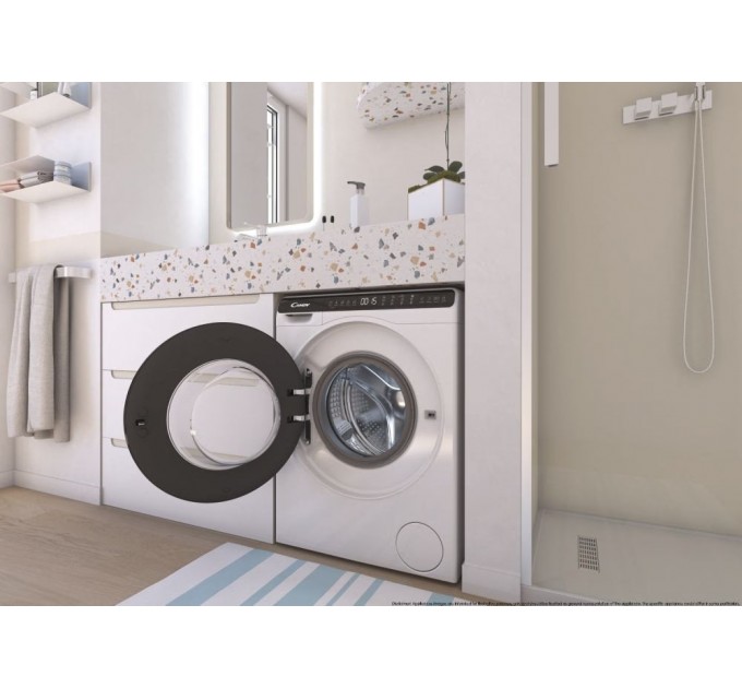 Стиральная машина Candy фронтальная, 5кг, 1200, A+++, 44см, дисплей, инвертор, люк черный, высота 70см, белый