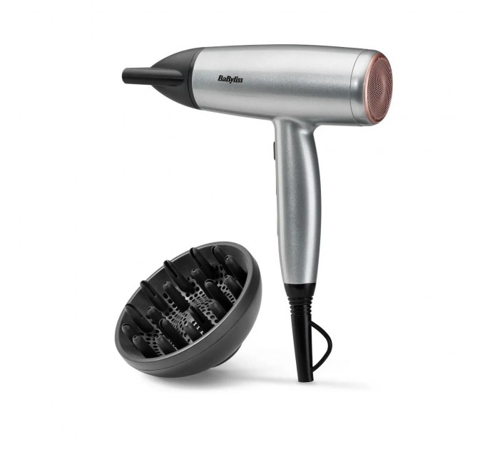 Фен Babyliss Cosmos, 2100Вт, режимов-2, ионизиция, хол. обдув, 2 насадки, серый