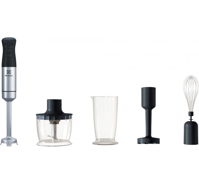 Блендер Electrolux заглибний 1000Вт, 4в1, чаша-700мл, чопер, насадка для пюре, чорний-метал