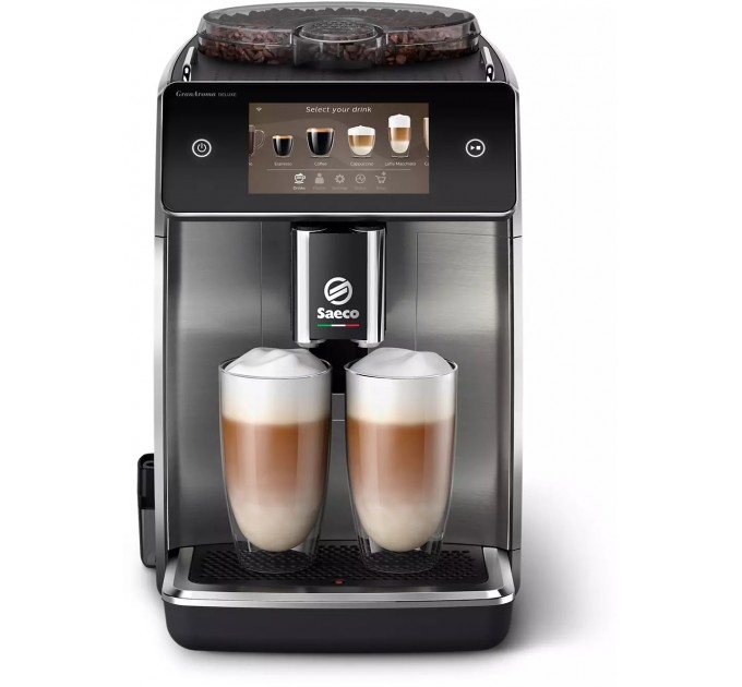 Кавомашина Saeco GranAroma Deluxe 1.8л, зерно + мелена, автомат.капучинатор, авторецептів - 18, чорний