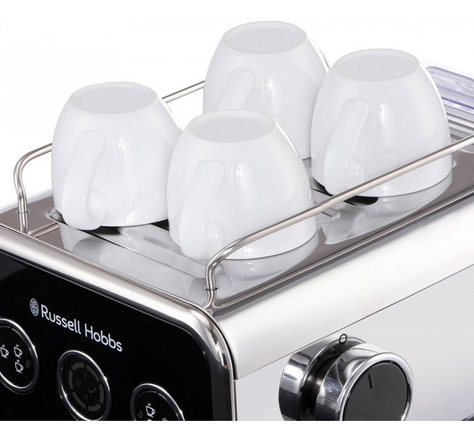 Кофеварка Russell Hobbs рожковая Distinctions 1.1л, молотый + чалды, черно-серебристый