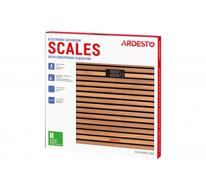 Весы ARDESTO напольные Plank, 150кг, AAAx2 в компл, стекло, многоцветные