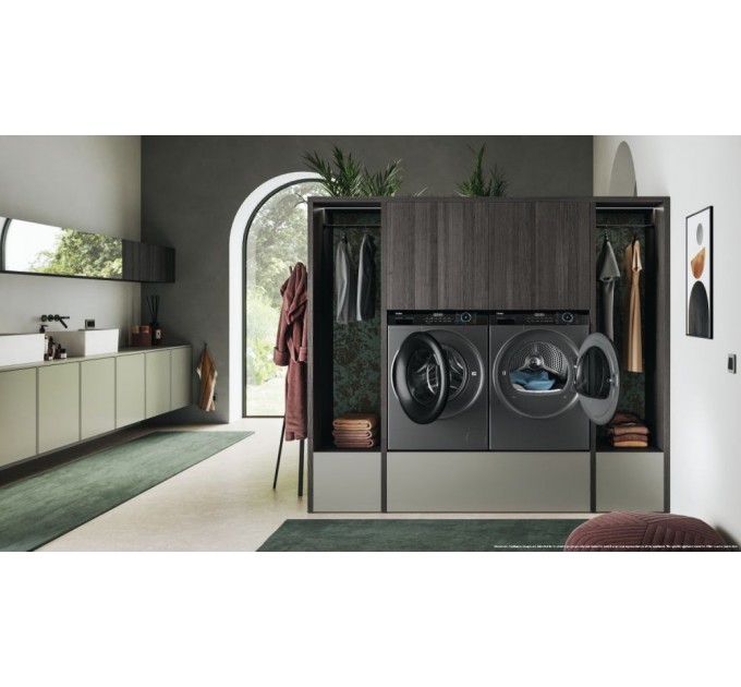 Сушильная машина Haier тепловой насос, 9кг, A+++, 59,5см, дисплей, пар, серебристый