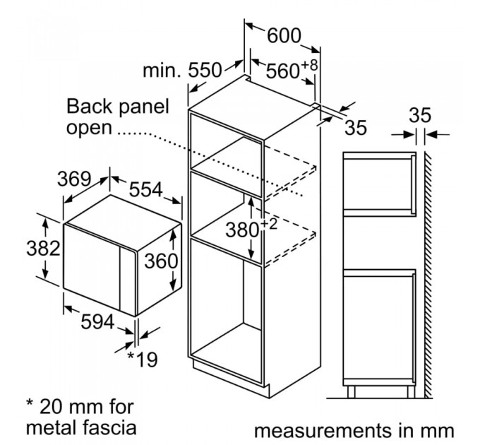 Мікрохвильова піч Siemens вбудована, 25л, електр. керув., 900Вт, гриль, дисплей, чорний