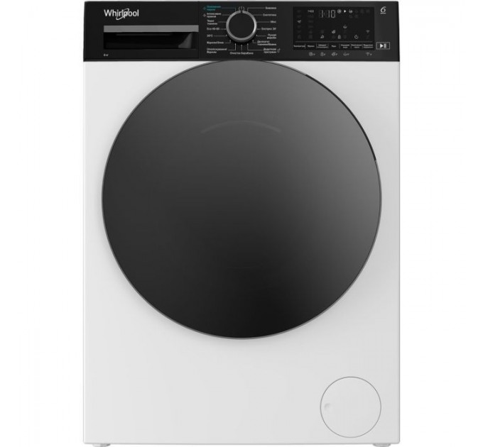 Стиральная машина Whirlpool фронтальная, 8кг, 1400, C, 55см, дисплей, пар, инвертор, люк черный, белый