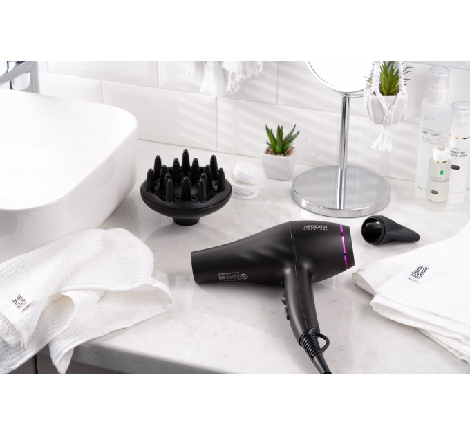 Фен ARDESTO Violet PRO HD-Y222PRO , 1850-2200Вт, 2 скорости, 3 темп.режима, диффузор, черный