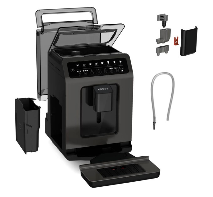 Кофемашина Krups Evidence Classic, 2.3л, зерно, автомат.капуч, дисплей, авторецептов -8, сенсорное управл., черный