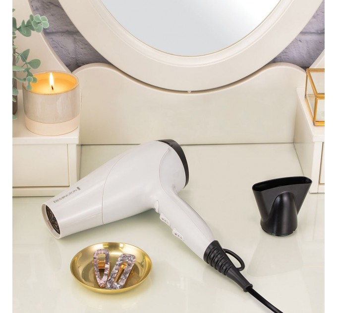 Фен Remington Ionic Dry, 2200Вт, режимов-3,турмалиновая иониз-я, хол. обдув, белый