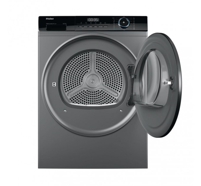 Сушильная машина Haier тепловой насос, 9кг, A+++, 59,5см, дисплей, пар, серебристый
