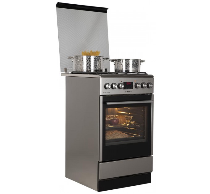 Плита Hansa комбінована, 62л, 50x60см, дисплей, конвекція, чавун, нерж