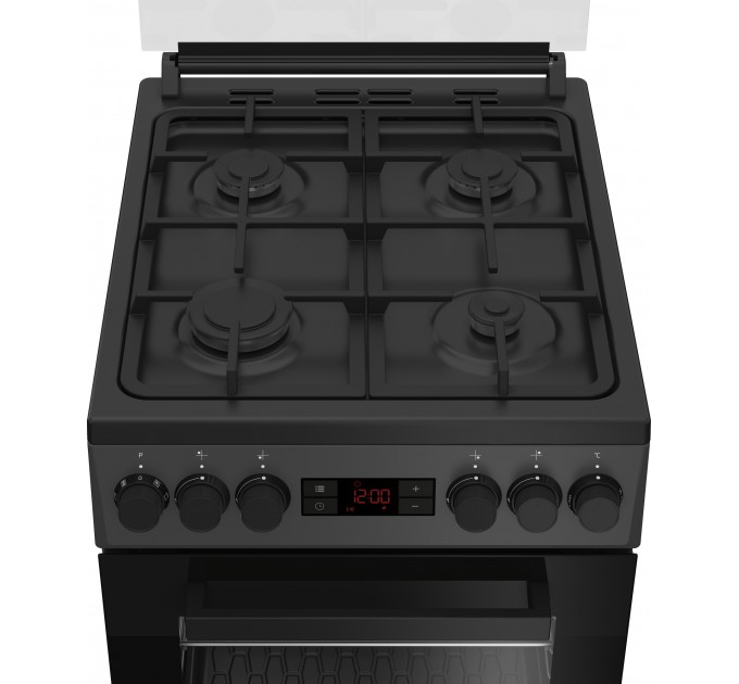 Плита Beko комби, 60л, 50x60см, дисплей, конвекция, чугун, черный