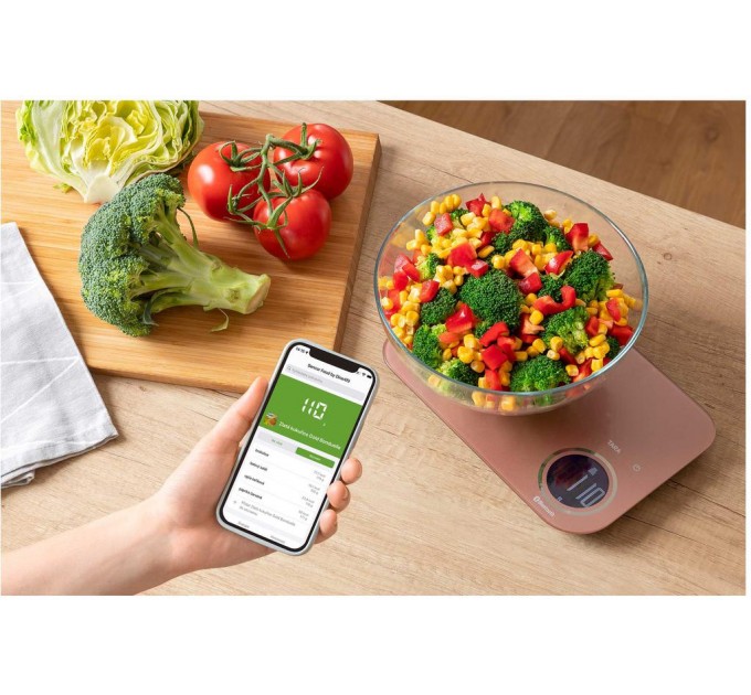 Ваги Sencor кухонні, 8кг, підключення до смартфону, AAAx2, пластик, чорний