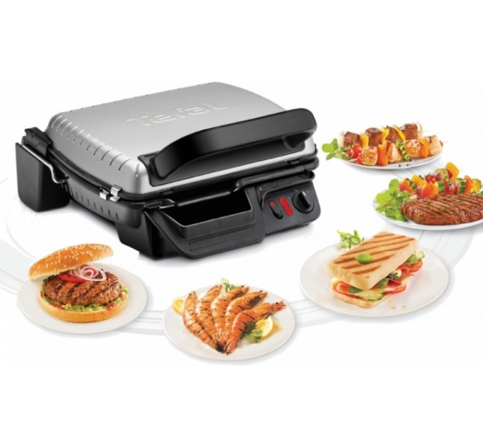 Гриль Tefal прижимной Ultracompact 2000Вт, темп. режимов-3, съёмные пластины, раскрытие на 180°, металл