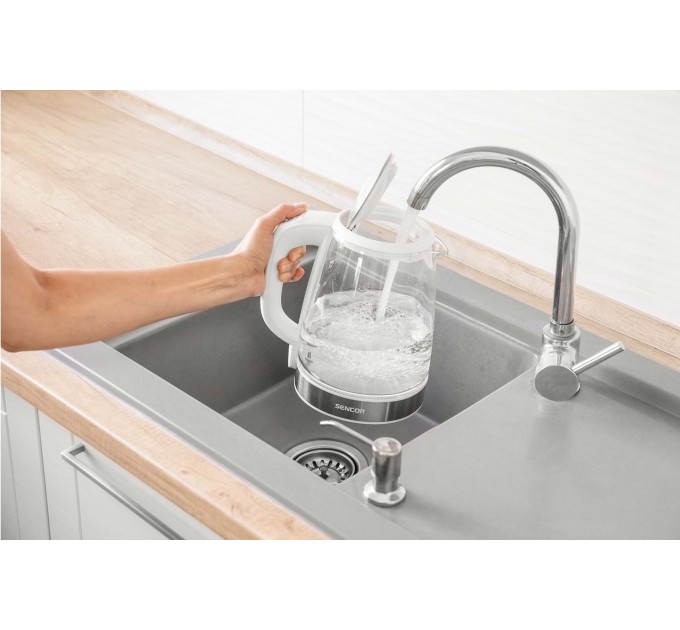 Електрочайник Sencor 2л, Strix, скло, білий