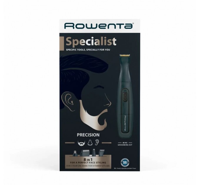 Тример Rowenta Specialist, для бороди, вусів і носа, ААx1, вібраційний мотор, насадок-5, титан.напил., синій