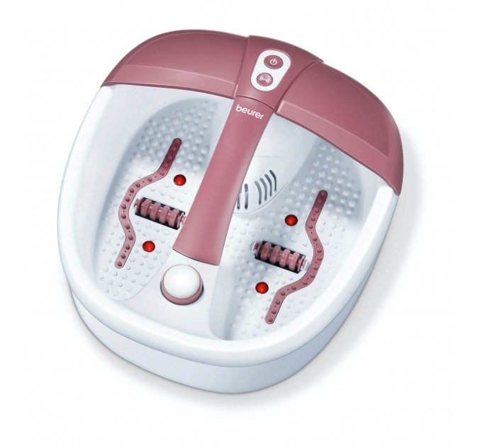 Массажная ванночка Beurer для ног, от сети , 3 насадки, поддерж. температуры воды, ароматерапия, бело-розовый