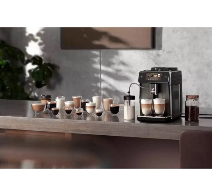 Кавомашина Saeco GranAroma Deluxe 1.8л, зерно + мелена, автомат.капучинатор, авторецептів - 18, чорний