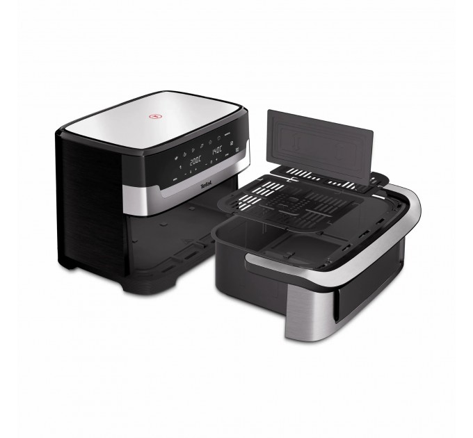 Мультипечь Tefal Dual Easy Fry Flex, 2700Вт, чаша-5.5+3.5л, сенсорное управл., 2 чаши, гриль, пластик, черный-нерж. сталь