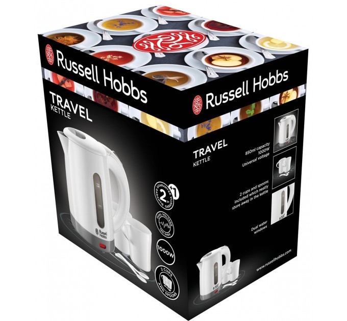 Электрочайник Russell Hobbs Travel 0.85л, пластик, белый