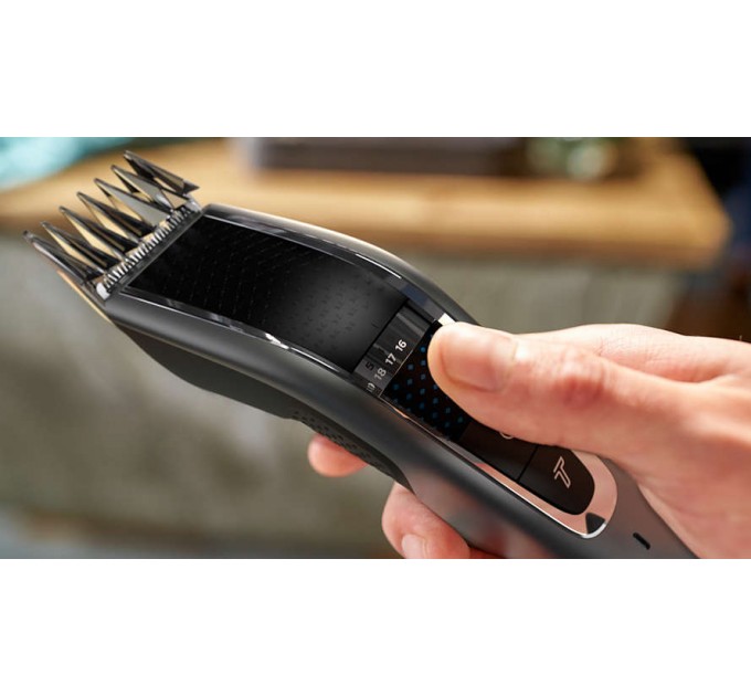 Машинка для стрижки Philips Series 5000, акум., роторный мотор, насадок-2, кейс, сталь, чорно-серый