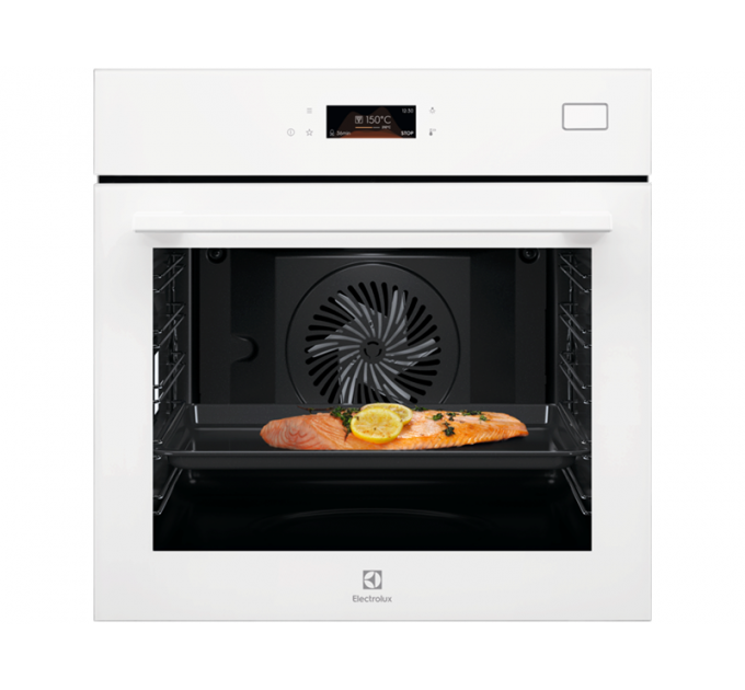 Духовой шкаф Electrolux электрический, 72л, A++, пар, дисплей, конвекция, телескопические направляющие, ф-ция пароварки, белый