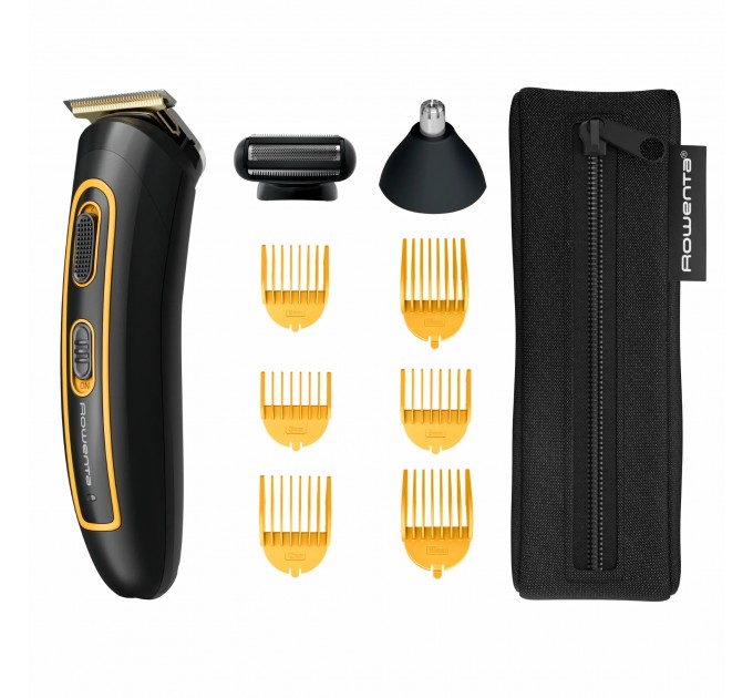 Триммер Rowenta Sport Collection для головы и тела, сеть+акум., роторный мотор, насадок-18, чехол, титан.напыл., черный