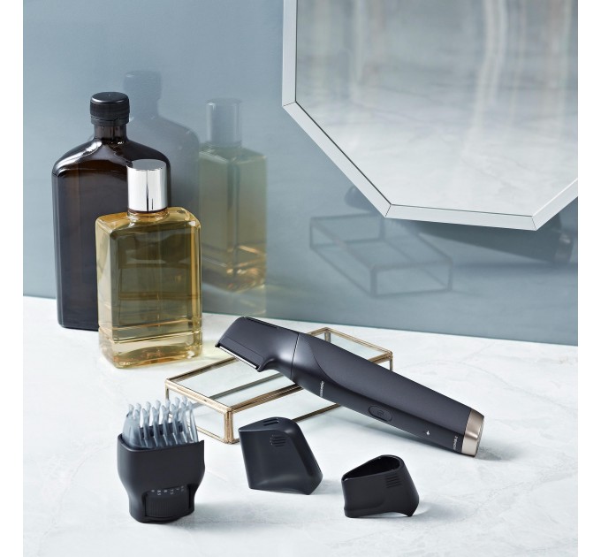 Тример Panasonic, для бороди, вусів, голови та тіла, мережа+акум., насадок-2, чохол, швидка зарядка, чорно-золотий