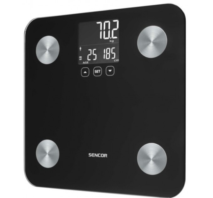 Весы напольные Sencor, 180 кг, AAAx3, стекло, черный