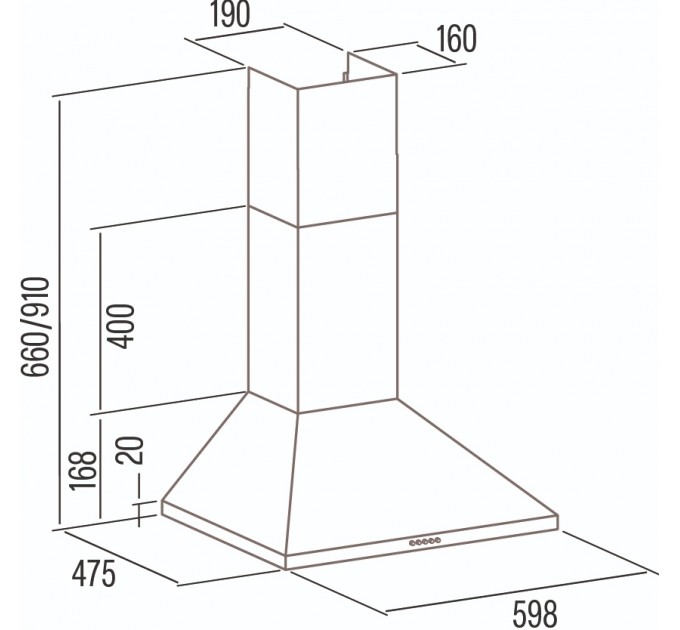 Витяжка Cata купольна, 60см, 395м.куб/год, VK 6000 X, нерж