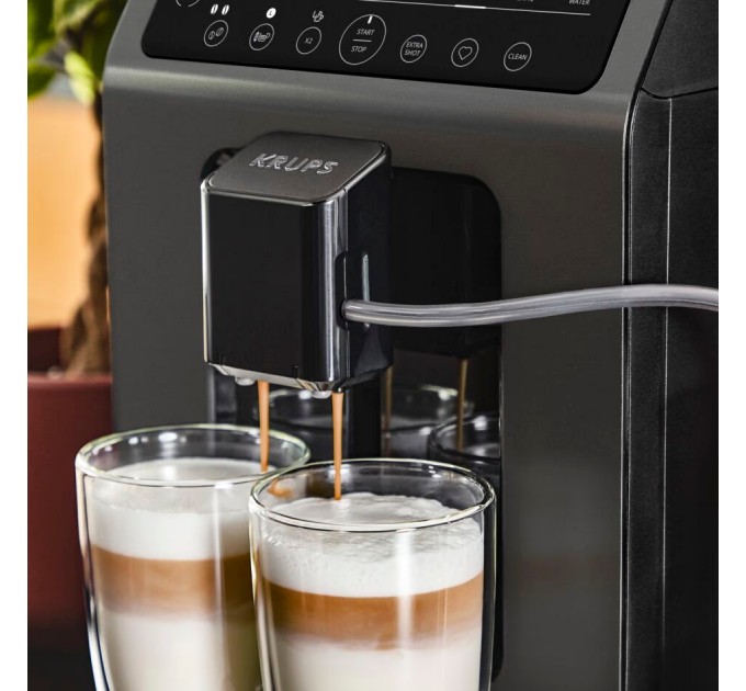 Кофемашина Krups Evidence Classic, 2.3л, зерно, автомат.капуч, дисплей, авторецептов -8, сенсорное управл., черный
